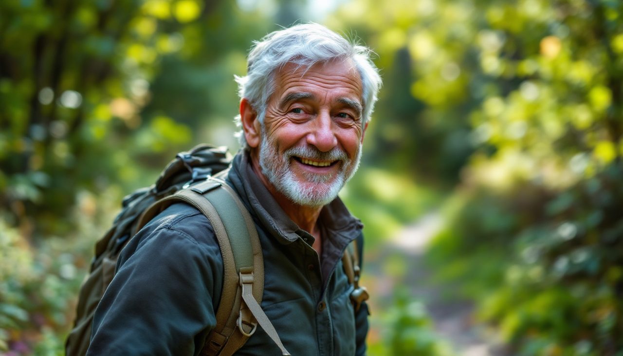 Active senior hiking